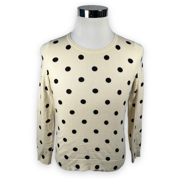 Lord & Taylor Sweaters - Lord & Taylor Womens Pullover Sweater Beige Black 100% Cashmere Dots Spots M